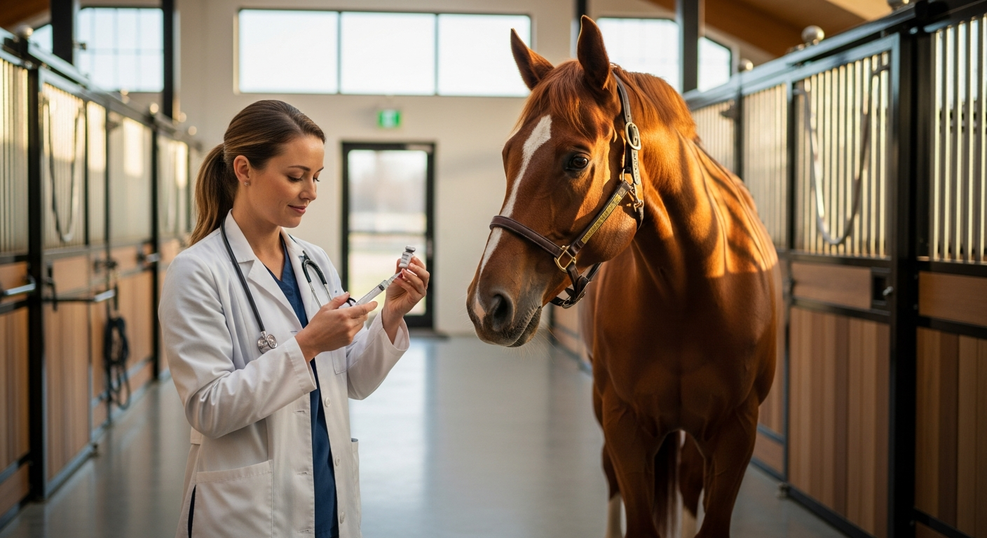 Vet preparing a horse vaccine