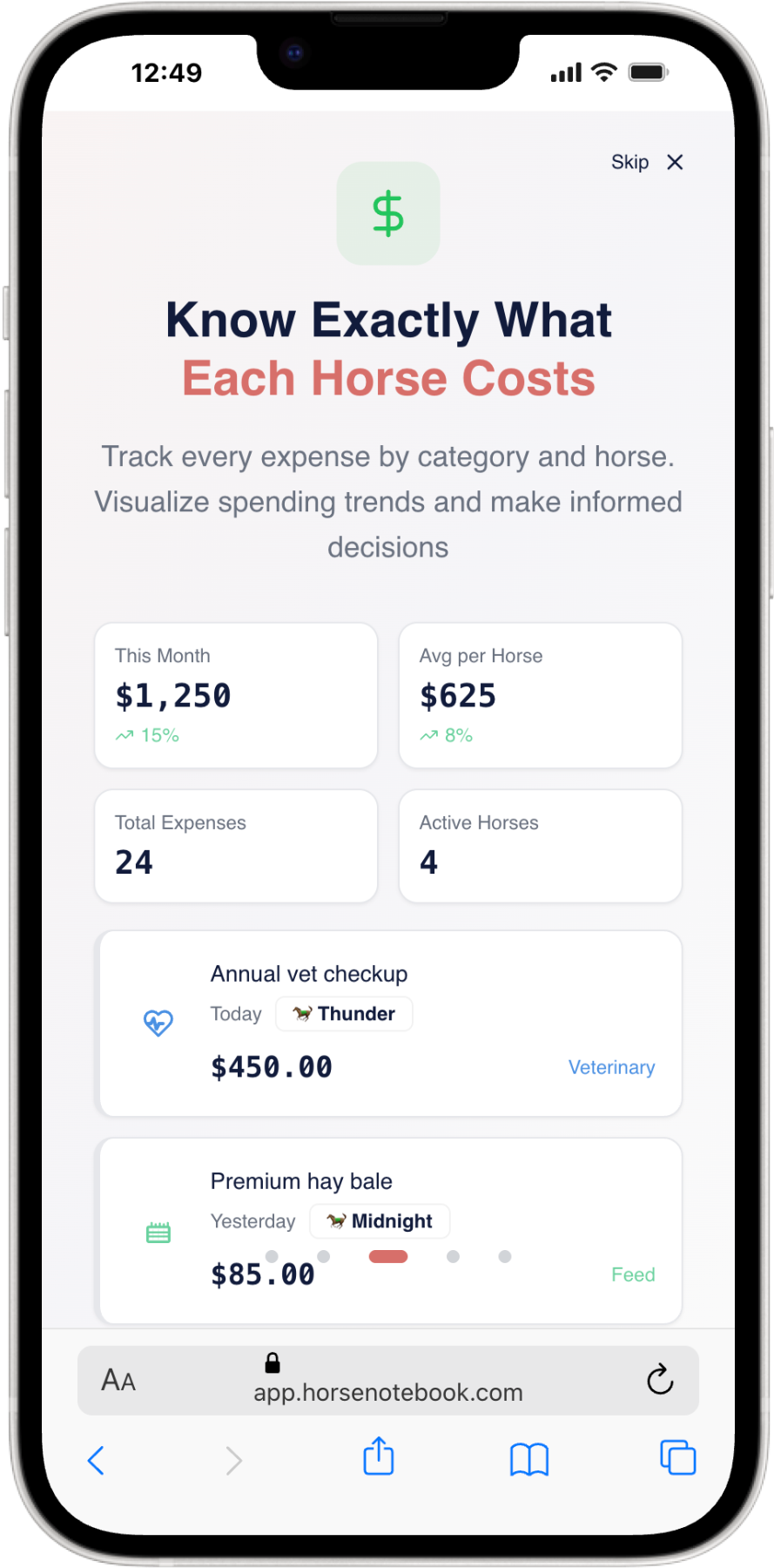 Horse Notebook App Screenshot 3